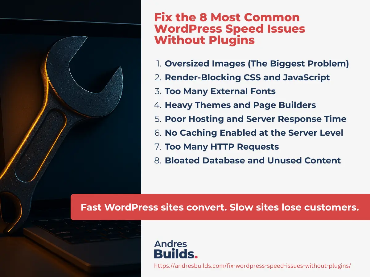 Fix the 8 Most Common WordPress Speed Issues Without Plugins