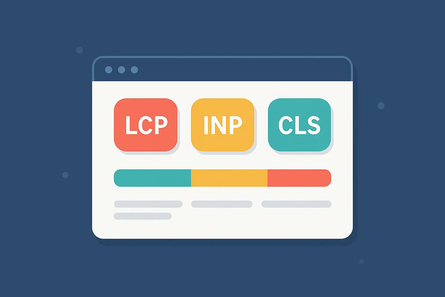 Core Web Vitals Ranking Factors Visualization Core Web Vitals metrics LCP, INP, and CLS displayed as ranking performance indicators.