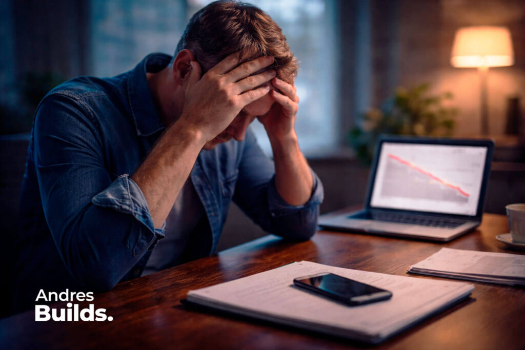 Service business owner frustrated by lost bookings caused by website speed and conversion issues